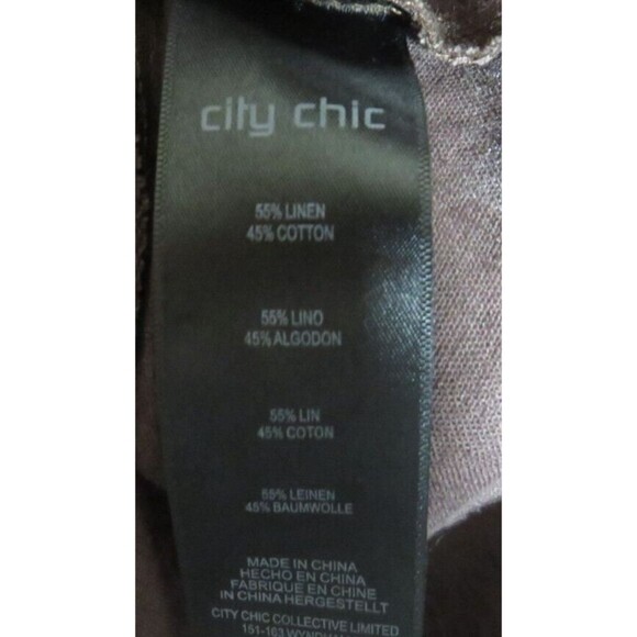 City Chic Women's Brown Linen Blend Button Front Belted Dress Plus Size 18 - Picture 10 of 12